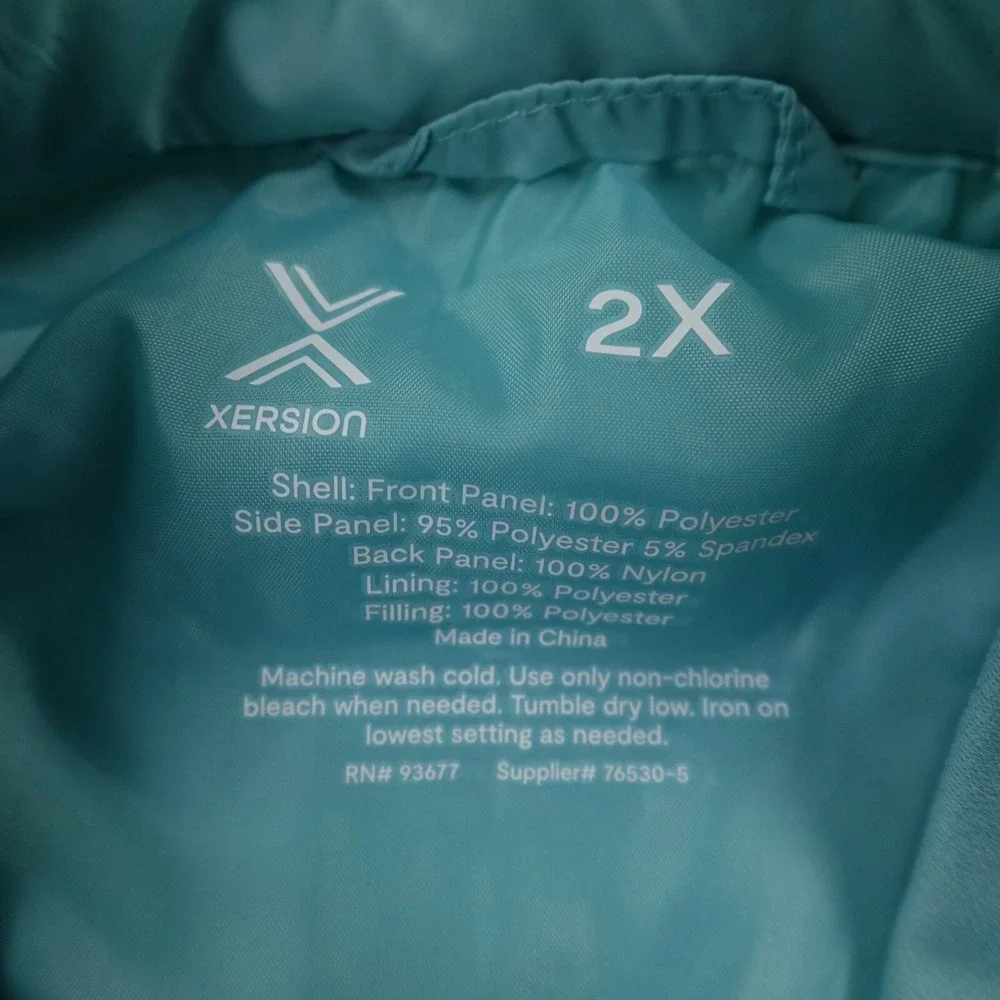 NEW Xersion Vest Womens 2X Blue‎ Full Zip Quilted Packable Jacket Gilet Coat